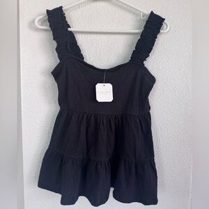 Altar'd State Black Ruffled Tank Top